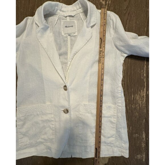 Madewell Women 100% Linen Dorset Blazer Boho Chic Coastal Shacket Medium White - Picture 8 of 14